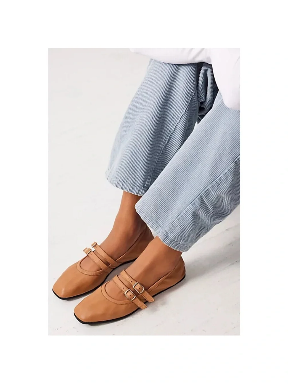 Free People Tan leather ballet flats
